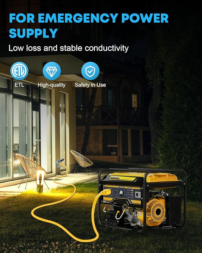 Kohree 50FT Nema L14-30 Generator Cord 30 Amp 4 Prong, Heavy Duty Generator Power Cord with Twist Lock, NEMA L14-30P/L14-30R RV Extension Cord 10 Gauge 125/250V, 7500W with Cord Organizer, ETL Listed