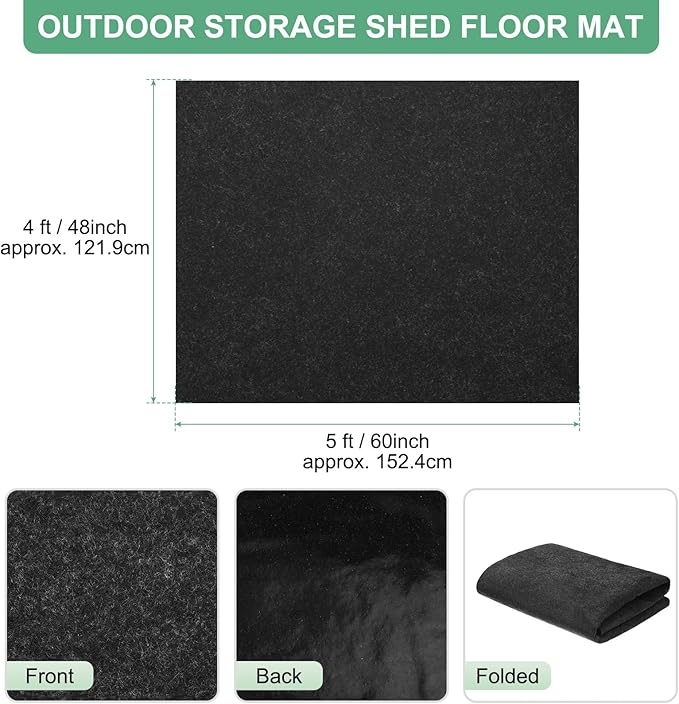 M METERXITY Outdoor Storage Shed Mat, 4x5 FT Waterproof Small Shed Flooring Mat for Patio Furniture Floor Protecting from Wear/Liquid/Dust/Oil, Non-Slip Carport Pad [Grey]