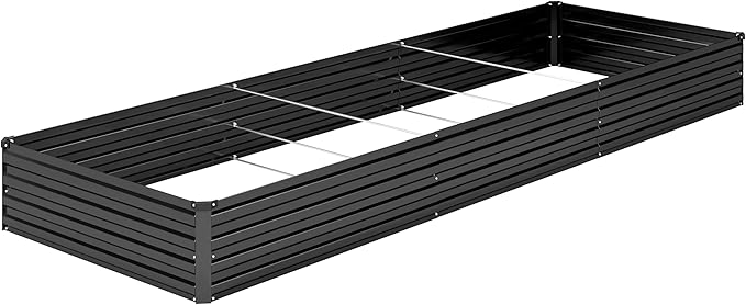 DIIYIV 12x4x1FT Galvanized Raised Garden Bed Kit,Vegetable Boxes-Rectangle Metal Flower Box,Large Planter Raised Beds Outdoor Garden for Planting,Fruit,Herb-Black