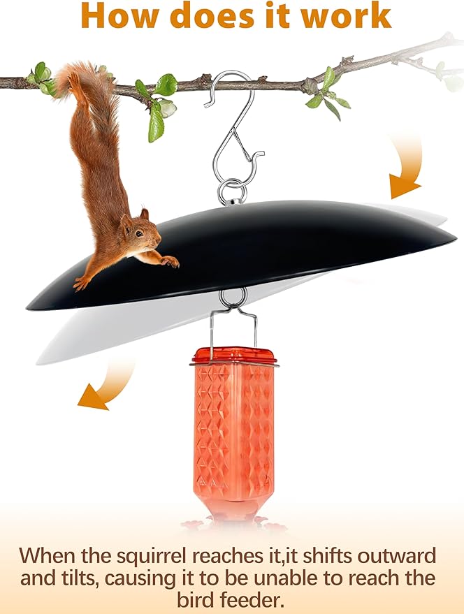 12" Bird Feeder Dome, Hummingbird Feeder Rain Guard,Weather Cover in Outdoors,Squirrel Baffle for Hanging Feeders, (Black),2 Pack