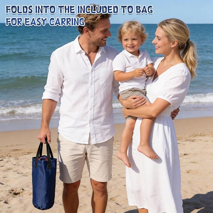 3.3 X 3.3 Ft Portable Beach Square Puddle, American Flag Foldable Beach Pool for Boys Girls Ages 2 3 4 5 6, 4th of July Patriotic Beaches Essentials with Carrying Bag, No Need to Dig Hole and inflate