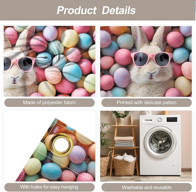 6 * 13FT Easter Bunny Garage Door Cover Decorations Easter Garage Door Banner for Outdoor Indoor Easter Party Photography Backdrop