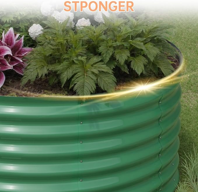 IDEALHOUSE 8x4x1.5 Ft Galvanized Metal Raised Garden Bed, 24-Inch Tall Outdoor Planter Box for Vegetables, Flowers & Herbs, Rust-Resistant Garden Beds for Backyard, Patio or Balcony, Green