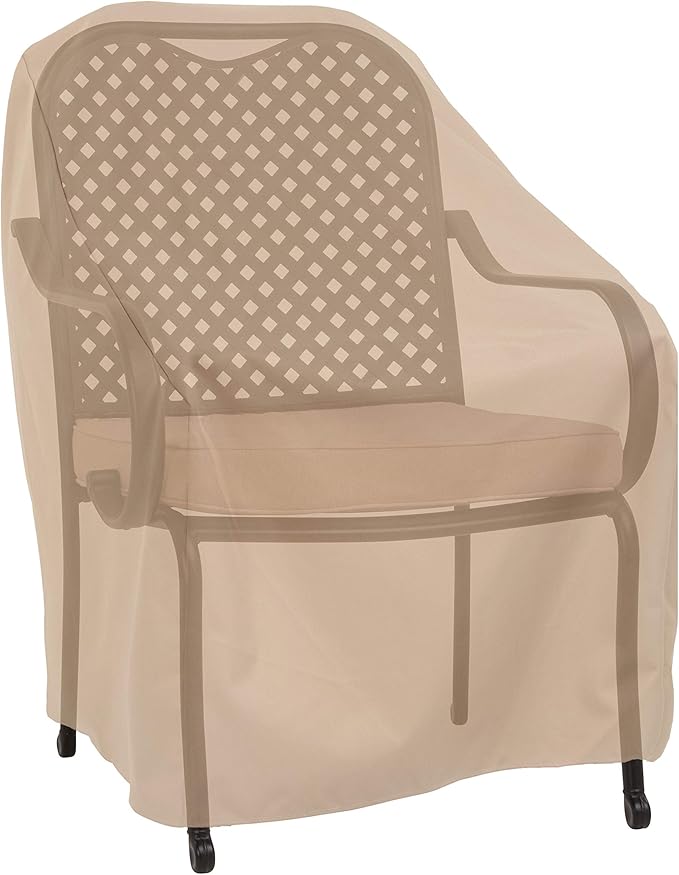 Modern Leisure Basics Patio Chair Cover - Weather-Resistant Fabric - Furniture Protection Perfect for Patio, Deck, and Porch - 27" L x 34" W x 31" H - Khaki