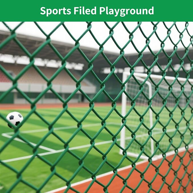 Amagabeli PVC Green Vinyl Coated Galvanized Steel Chain Link Fence Fabric 36inch x 82ft 13Gauge Diamond Mesh Wire Fencing Roll for Residential Commercial Property Protection Security Athletic Field