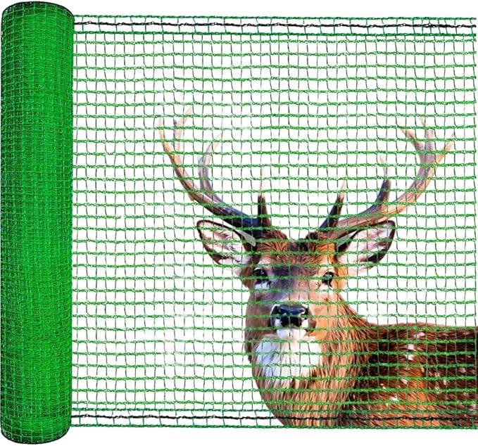 Deer Fence Netting, 5x65 Ft Plastic Mesh Netting for Garden Protection, Temporary Fence Animals Barrier for Bird, Chicken, Reusable Mesh Fencing Roll for Vegetable, Fruit Tree, Shrubs, Green