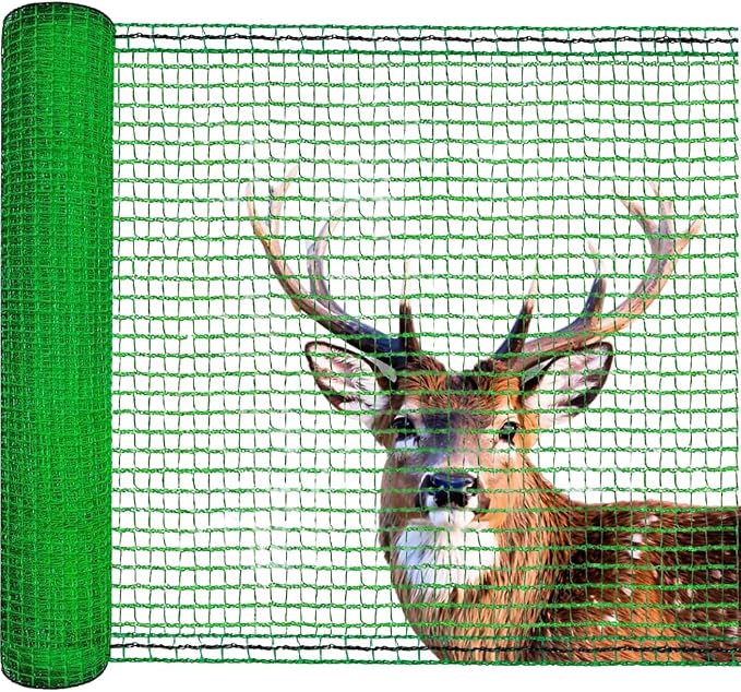Deer Fence Netting, 7x100 Ft Plastic Mesh Fencing Roll, Temporary Animal Barrier Fence for Backyard, Chicken, Dog, Deer, Poultry. Garden Mesh Netting for Vegetable Fruit Tree Plant Protection