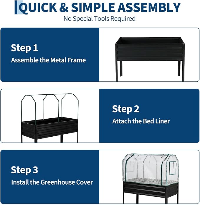 48×24×56in Galvanized Elevated Raised Garden Bed with Legs, Greenhouse Cover & Bird Net, Deep Metal Raised Planter Box for Backyard Patio Balcony Vegetables Herbs Flowers