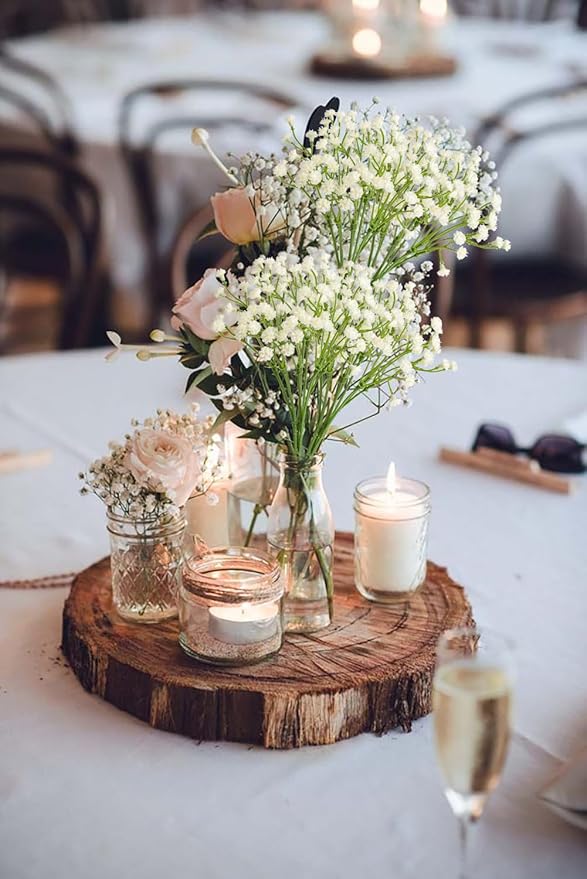 Baby's Breath Artificial Flowers Bulk 20 Pack (60pcs) Faux Baby Breath Plastic Flower Fake Gypsophila Flower Arrangement for Crafts Fake Flowers Bouquet for Wedding Centerpieces Cream Baby Breath