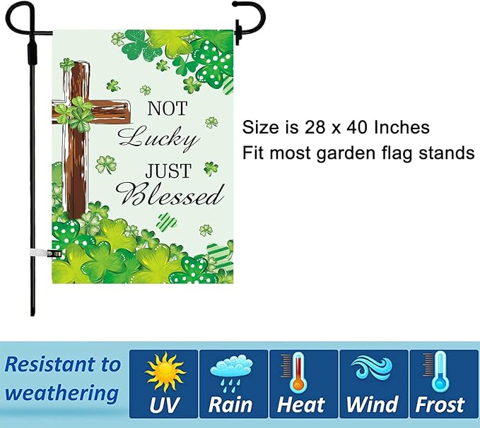 Christian Seasonal Garden Flags Set of 12 Double Sided 28 x 40 Inch Cross Yard Flags, Large Flags for Outside, Fall Winter Easter Christmas Outdoor Flags, Holiday House Flags for All Seasons