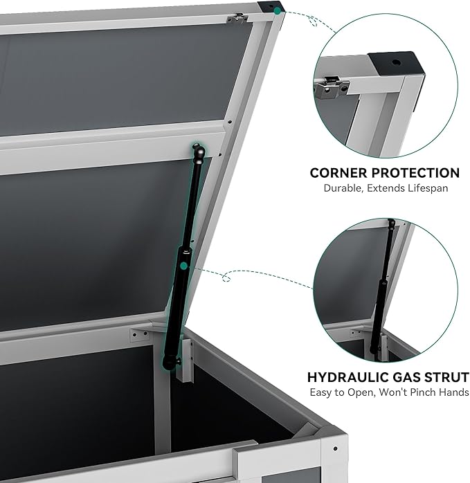 DWVO 41 Cu.ft Outdoor Storage Shed, 4.7x2.5 FT Horizontal Resin Tool Shed with Hydraulic Gas Rod and 3 Locks for Garden, Trash Cans, All-Weather Outdoor Storage, Lockable, Gray