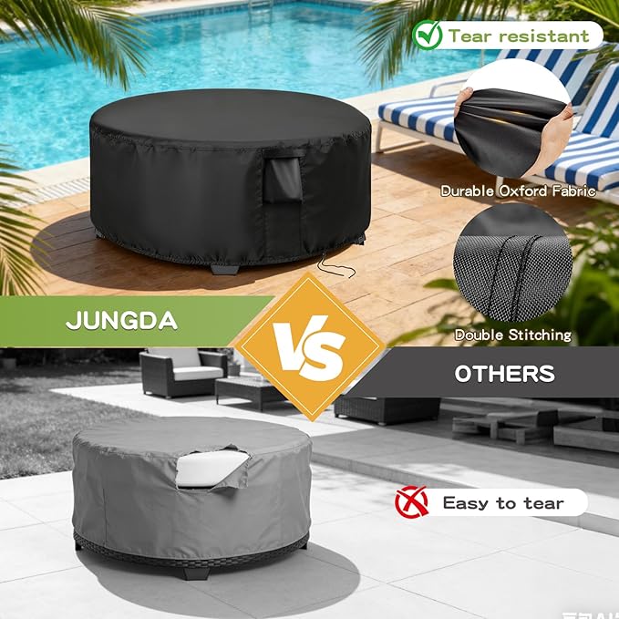 Outdoor Round Coffee Table Cover 38 Inch, Waterproof Patio Round Table Covers, Heavy Duty Outdoor Small Furniture Cover - 38 x 18 Inch