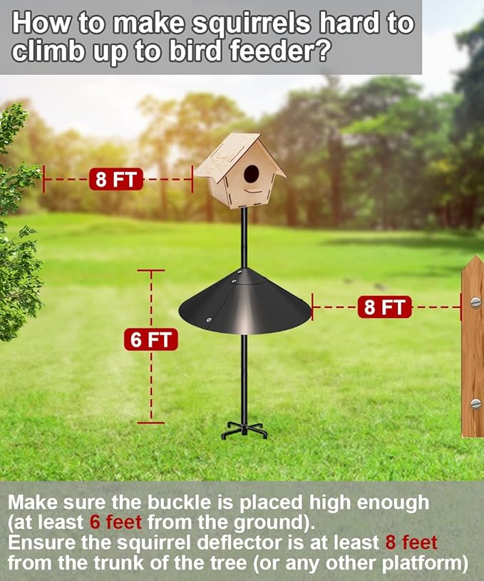 Garbuildman Metal Squirrel Baffle for Bird Feeder Pole, Outside Pole Mount Bird House Guard for Outdoor Shepherd’s Hook, 19 Inch, 2 Pack
