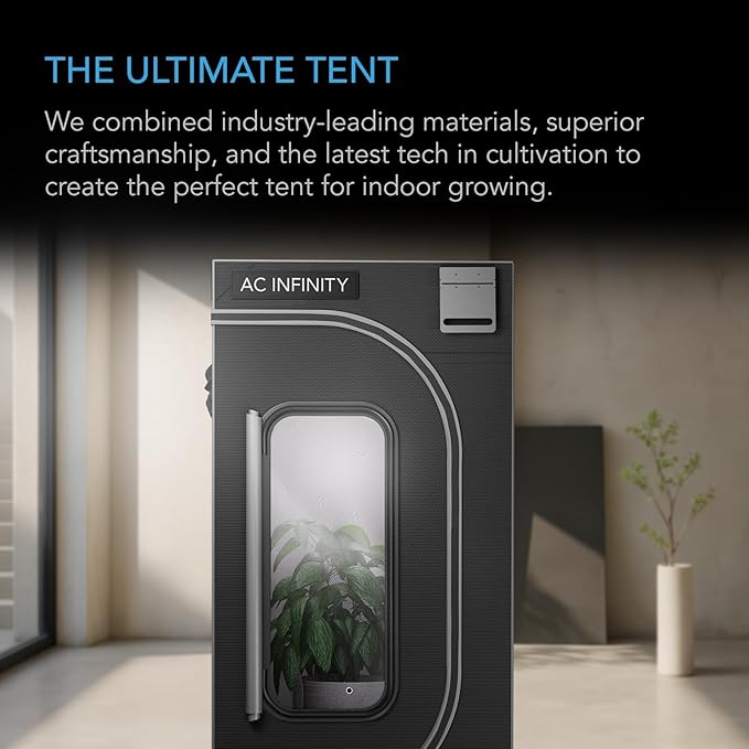 AC Infinity CLOUDLAB 733, Advance Grow Tent 3x3, Thickest 1" Poles, 2000D Mylar Canvas, Lab-Tested Highest Reflectivity, Largest Zipper Window, Controller Mount Plate, 36" x 36" x 72" Indoor Growing