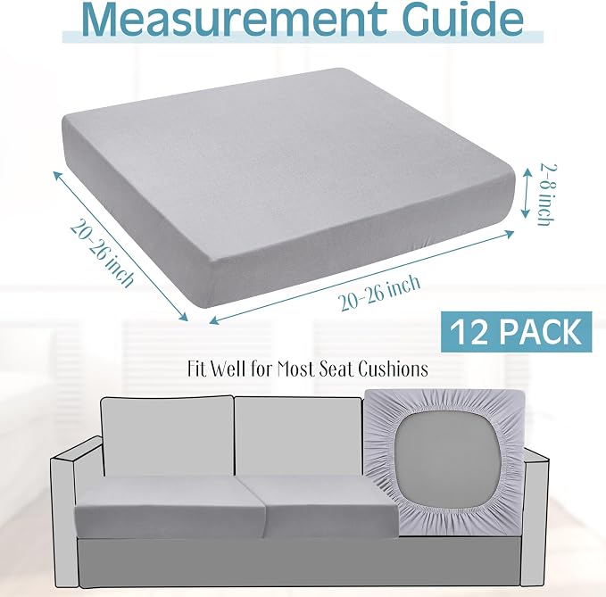 Newwiee 12 Pcs Patio Cushion Covers Outdoor Stretch Sofa Couch Cover Replacement Couch Slipcover Sofa Seat Chair Porch Patio Furniture Protector, Flexibility Washable(Light Gray,Moroccan and Solid)