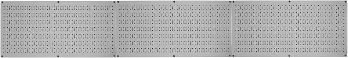 Wall Control Pegboard Value Pack - (3) Pack of Wall Control 16-Inch Tall x 32-Inch Wide Horizontal Metal Wallboards for Easy to Install Home & Garage Tool Storage Organization (Grey Pegboard)