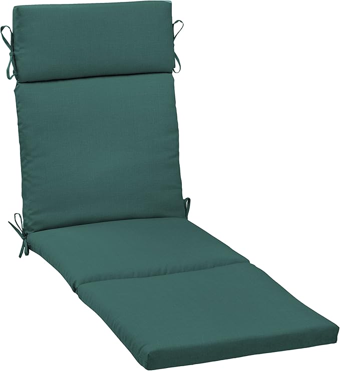 Arden Outdoor Chaise Cushion, 21 in x 72 in, Weather-Proof, Rain-Proof, Fade Resistant Patio Cushion for Chaise Lounger Peacock Blue Green Texture