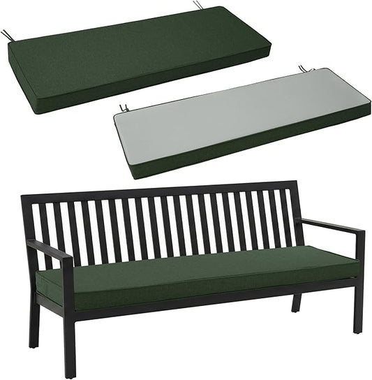 Outdoor Bench Cushion, Water-Resistant & Fade-Resistant, Porch Swing Cushions with Ties, Patio Furniture Seat Pads for Garden Settee, Removable Cover Non-Slip Bottom, 59 x 16 Inch, Olive Green