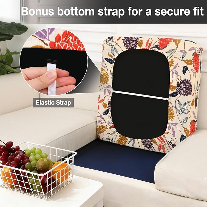 hyha 14Pcs Patio Cushion Covers, Stretch Outdoor Couch Cushion Covers, Washable Outdoor Chair/Sofa Slipcovers for Patio Furniture Cushions Protector with Elastic Bottom(Flower Vine,Cover Only)