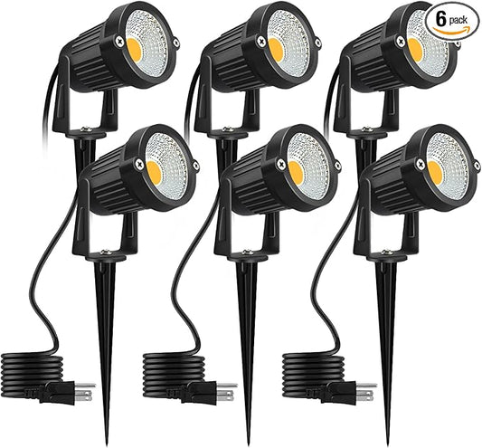 Romwish LED Landscape Spotlight 5W, Outdoor Landscape Lighting 120V Plug-in, 550LM Waterproof LED Landscape Lights, Landscape Spot Lights for Yard, Garden, Tree, Driveway, 3000K Warm White (6 Pack)