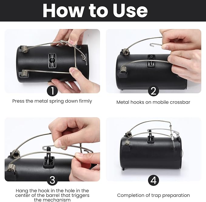 Qualirey 4 Pack Black Hole Gopher Trap 6.7 Inch Tunnel Mole Traps Gopher Killer Outdoor Vole Traps Rodent Rat Stations Reusable for Lawn Yard Garden