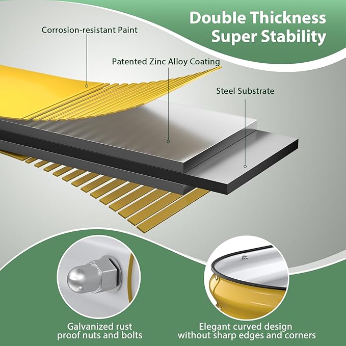 Winpull Raised Garden Bed Kit, 4x2x1ft Galvanized Planter Box with Rubber Safety Edging, Metal Garden Beds for Vegetables, Flowers, Herbs, Backyard & Patio (Cream Yellow)