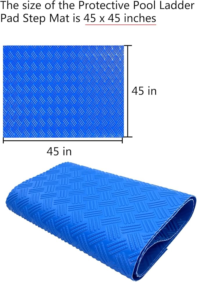 SKARUMMER Swimming Pool Ladder Mat - Protective Pool Ladder Pad Step Mat with Non-Slip Texture, Blue Medium Pool Step Mat 45 inch X 45 inch