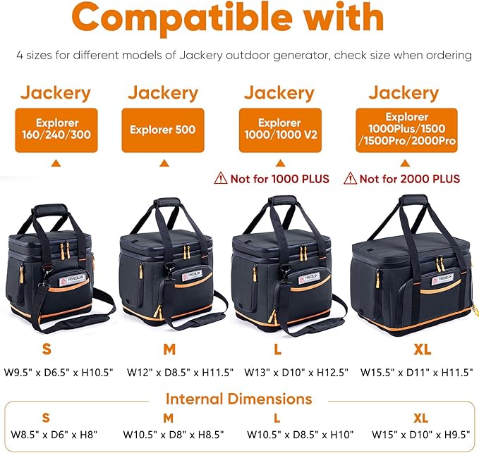 Double-Layer Travel Carrying Case for Jackery Explorer 300/240/160 – Portable Power Station Storage Bag with Molded Bottom, Side Ventilation, Front Pockets for Jackery Accessories & Solar Generator