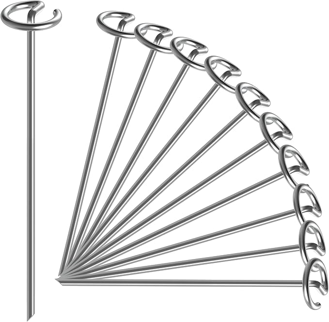 12 Inch 8 Gauge Circle Top Landscape Fabric Staples, HKKZYT 15 Pcs Galvanized Landscape Fabric Pins, Gardening Essentials Garden Weed Barrier Stakes Sod Staples for Outdoor
