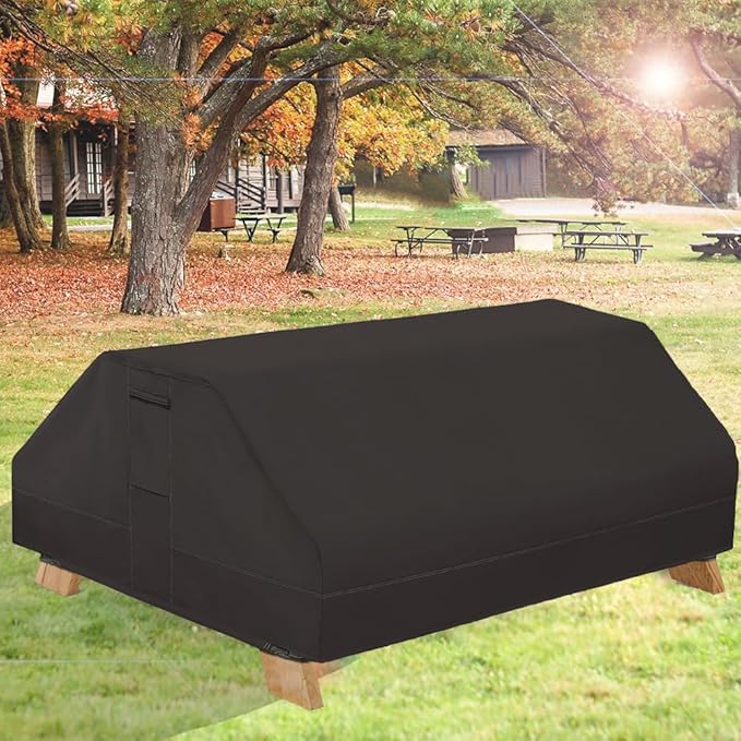 Picnic Table Cover Waterproof 70 / 72 Inch 600D Oxford Outdoor Table Cover with Bench Covers for Winter Black (6FT-70/72inch（Black）)