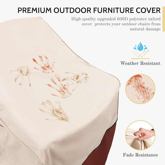 COSFLY Patio Furniture Covers 2 Pack, 600D Waterproof Outdoor Chair Covers for Deep Chairs, All-Weather UV Resistant Protection with Adjustable Straps & Air Vents, Fits up to 32" W x 37" D x 36" H