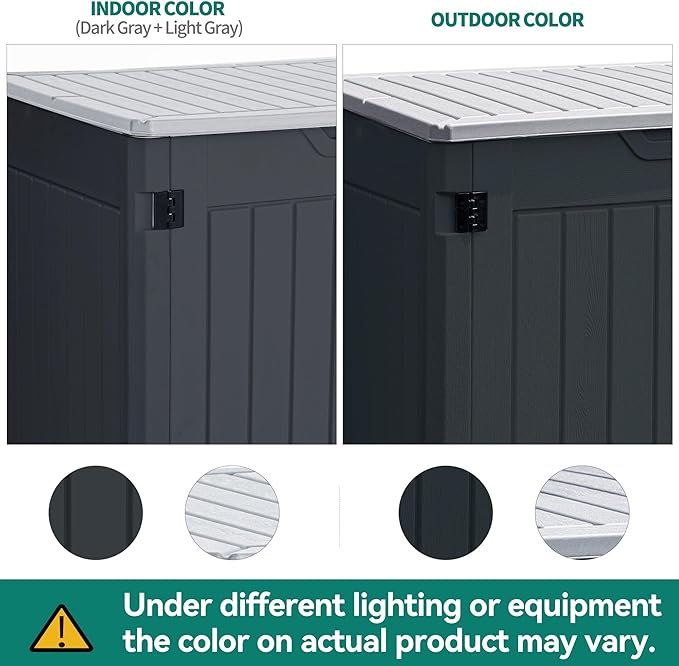 YITAHOME Extra Large Outdoor Horizontal Storage Shed, 4.5x4ft Resin Tool Sheds w/o Shelf, Easy to Assemble Waterproof Storage for Trash Cans, Garden Tools, Lawn Mower, Lockable, Dark Gray