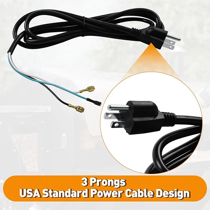 110V Power Cord for GMG Green Mountain Grill Jim Bowie & Daniel Boone 110V Choice Model Pellet Grills, P-1091 Power Cord Replacement Part for GMG DB/JB Choice Wood Pellet Grills