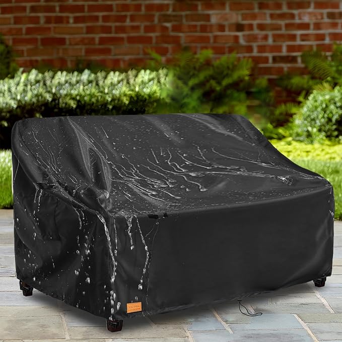 Patio 3-Seater Sofa Cover, 3 Seater Outdoor Couch Cover Waterproof Couch Covers Fits up to 79W x 37D x 35H Inches, Waterproof Heavy Duty Patio Furniture Covers, Black