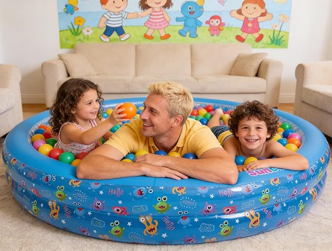 Kids Inflatable Pool 74" - ASTM Certified BPA-Free Large Backyard Swimming Pool for Children Ages 3+