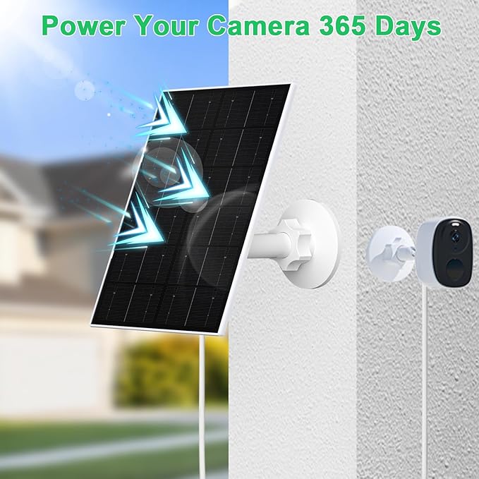 FUTUREZEN 4W Solar Panel for Security Camera, Type-C/Micro USB Solar Charger for Rechargeable Battery Cameras, IP66 Waterproof, 360° Adjustable Bracket, 9.8ft Cable for Outdoor Use, 1 Pack