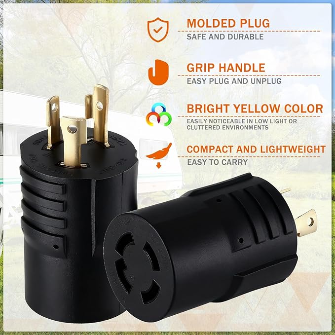 Kanayu NEMA L5-30P to L14-30R Adapter 3 Prong to 4 Prong Generator Transfer Switch Adapter, 30 Amp L5-30P Male Generator Locking to L14-30R Female House Inlet Box(Black)