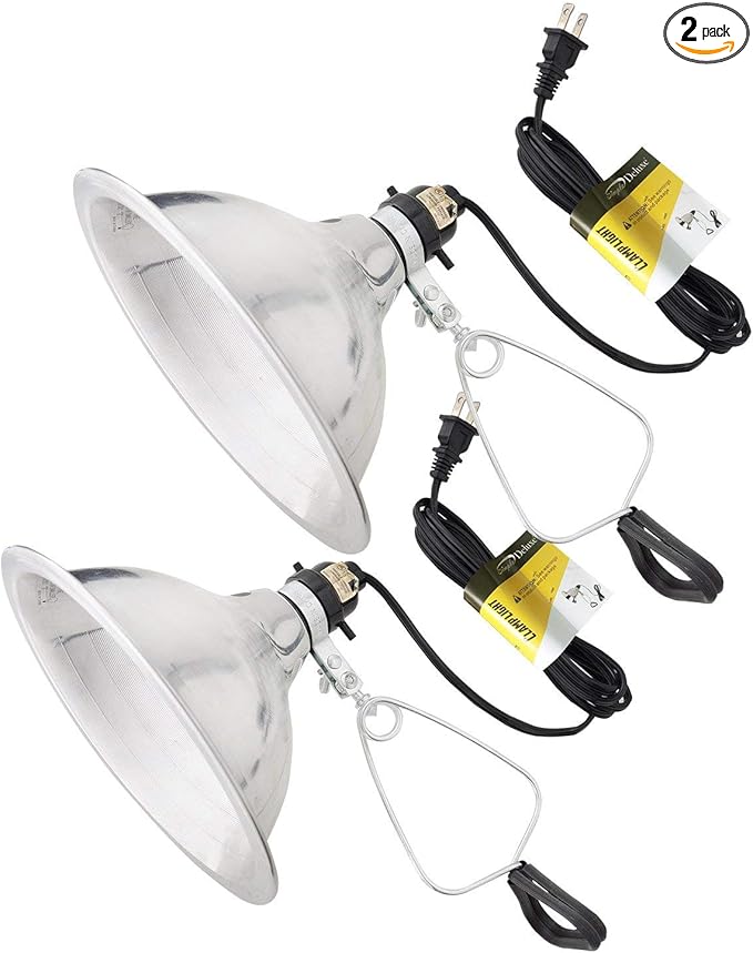 Simple Deluxe Clamp Lamp Light Socket with 8.5 Inch Aluminum Reflector, Suit for Max 150 Watt Lamp (No Bulb Included) with 18/2-Gauge 6 Feet Cord, Silver, 2 Pack