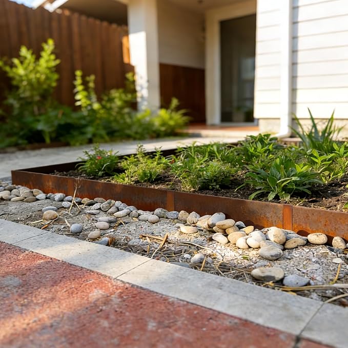 Corten Steel Landscape Edging 6" H x 40" L Metal Landscape Edging, 6 Pack Hammer-in Metal Garden Edging, Thickened Pre-Rusted Steel Edging for Landscaping with 6 Clips, Lawn Yard GZGNEEVL (20Ft Total)