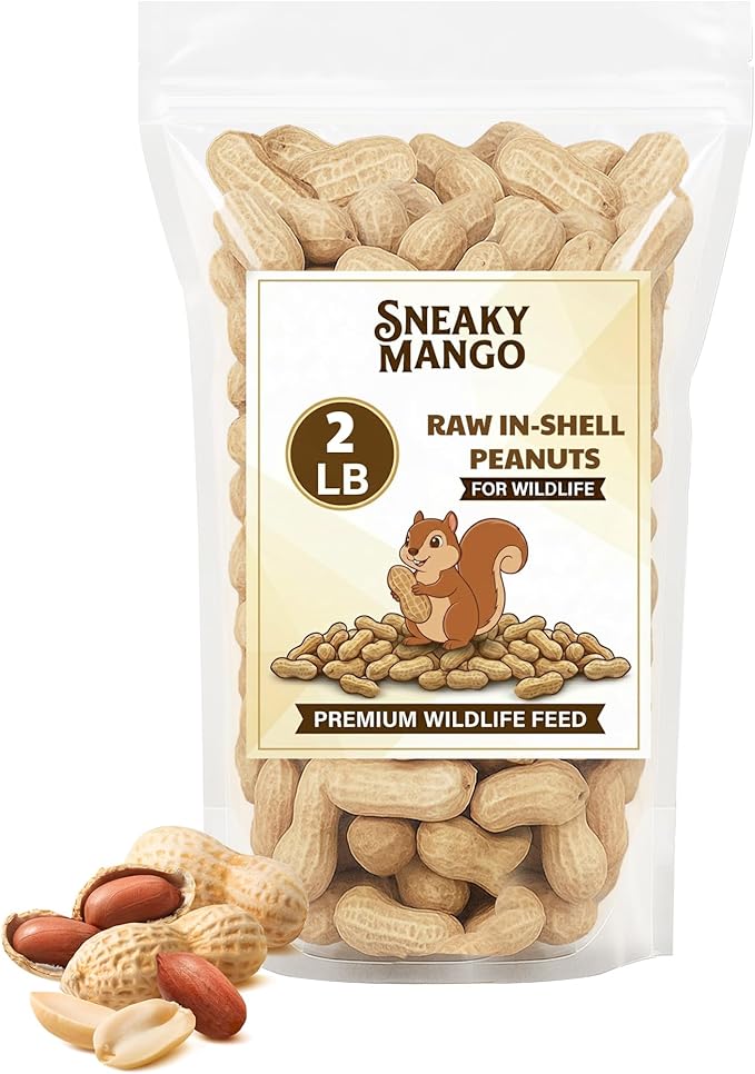 Sneaky Mango Raw Peanuts in Shell - 2 Pounds – All-Natural Food for Squirrels, Deer, Birds, and Other Wildlife Animals – Grown in The USA for Healthy Nutrition