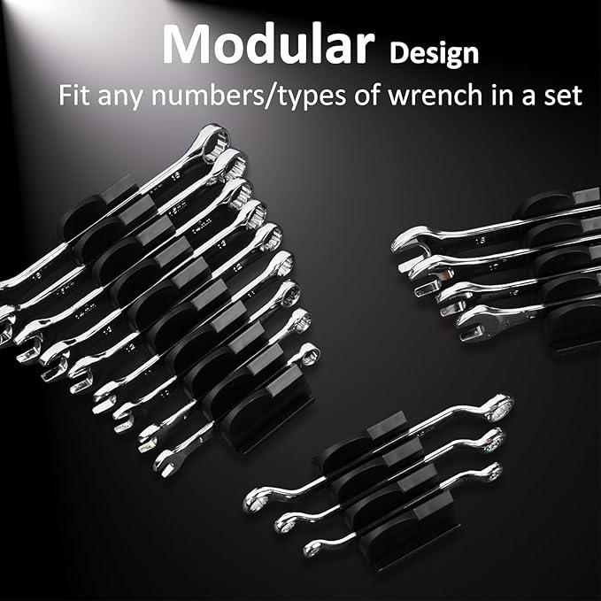 DEHOYI 80 pcs Modular Wrench Organizers for Tool Drawers - Wrench Rack with Metric & SAE Labels, Perfect Tool Storage Holder. Gift for father, brother and boyfriend (Without magnet)