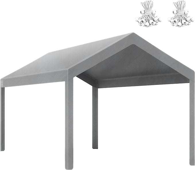 Heavy Duty 12x20FT Carport Replacement Canopy Cover, Waterproof UV Protected Tarp Replacement Top for Carport Frame with Ball Bungees, Car Garage Shelter (Gray, Top Cover Only)