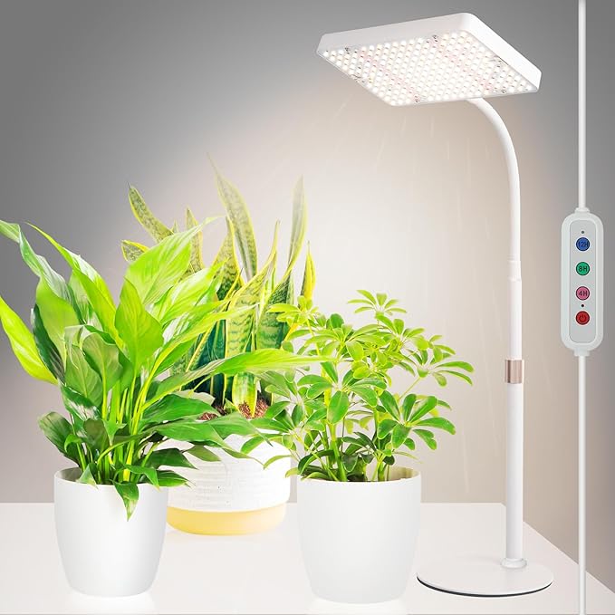 Tabletop Grow Light, Bright Desk Grow Lights for Seed Starting, Bonsai, Succulent, Cactus, 4/8/12/16/20H Timer, 25 Watt Power Draw, NO Need Adapter, 16"-24" Height, Daisy Chain Function