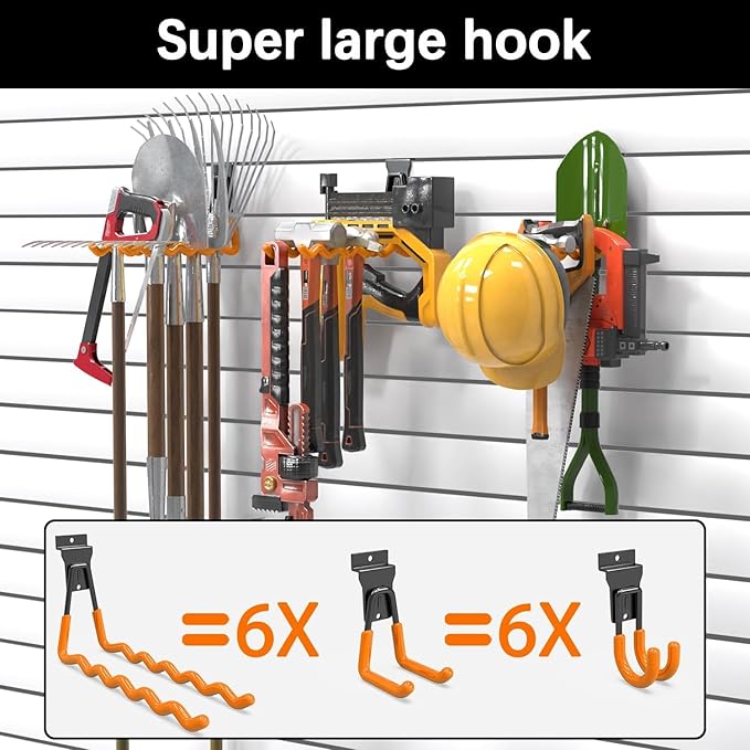 3-H Slatwall Hooks 14 Pack Heavy Duty Multi Sizes, Slatwall Accessories & Hangers Compatible with Proslat Handiwall Crownwall StoreWALL, Garage Slat Wall Hooks for Tools & Daily Items(Orange)