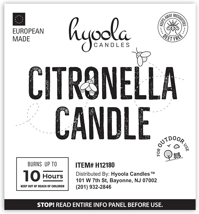 HYOOLA Citronella Votive Candles - 10 Hour Burn Time - 50 Pack, Ideal Bug Repellent Candles, European Made