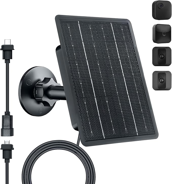 Zivif 3W Solar Panel for Blink Outdoor 4/3/XT/XT2 Camera, Solar Charger with Micro USB & USB-C Adapter, 7.2ft Power Cable, IP66 Waterproof, 360° Adjustable Mount