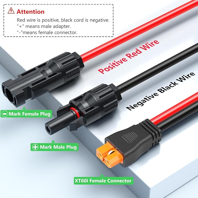 Vansdon Solar to XT60i Extension Cable 12AWG 40FT XT60i Female to Male Connector for RV Foldable Solar Panel, Portable Power Station, Solar Generator