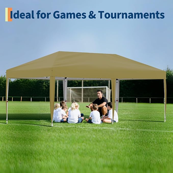 CABIHOME 10x20 Pop Up Canopy Tent with 4 Sidewalls, Heavy Duty Waterproof UPF 50+ Outdoor Shelter, Includes Roller Bag, Stakes & Sandbags
