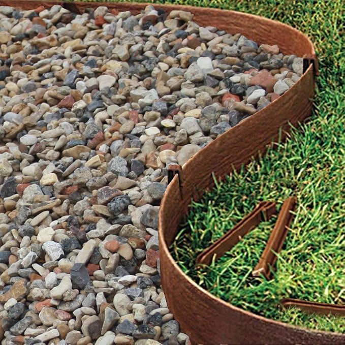 40FT Brown Landscape Edging Coil Kit 4 Inch High,Terrace Board with 12pcs 10-inch Spikes