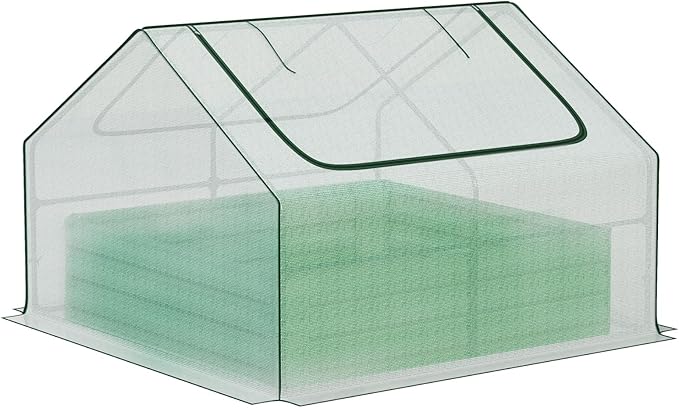 BPS Raised Garden Bed Set, 4x4x1 FT Metal Bottomless Flower Bed with PE Cover for Outdoor Planting, White